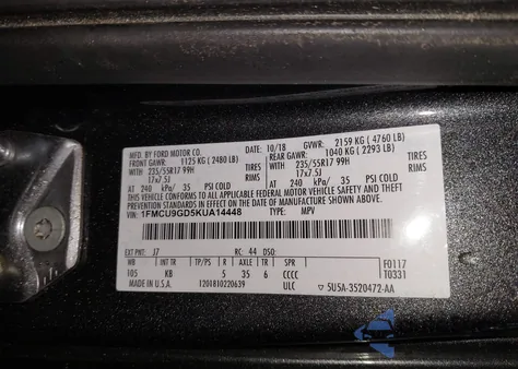 2019 Ford Escape Se из США, поврежденный, VIN 1FMCU9GD5KUA14448